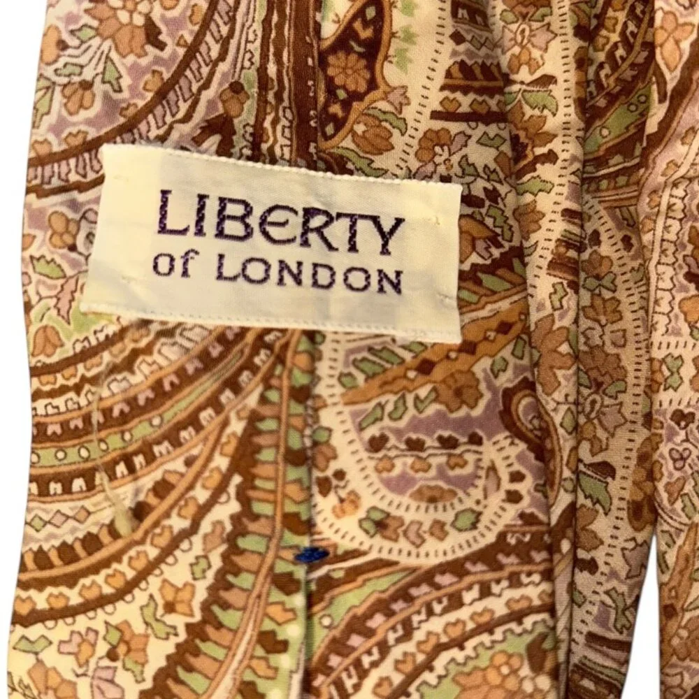 Liberty England Vintage cotton tan brown paisley tie